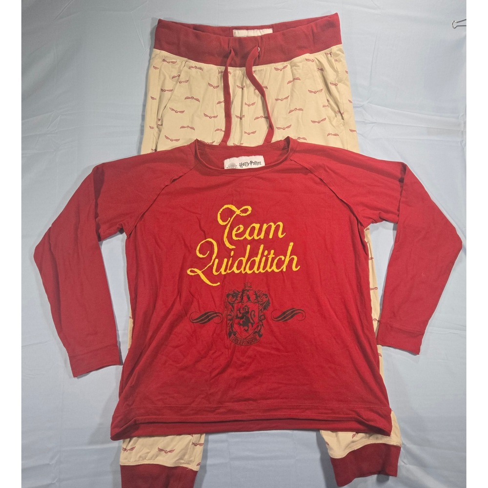 Harry Potter Team Quidditch Gryffindor Pajama Set Mens Large Red Cream 2 Piece